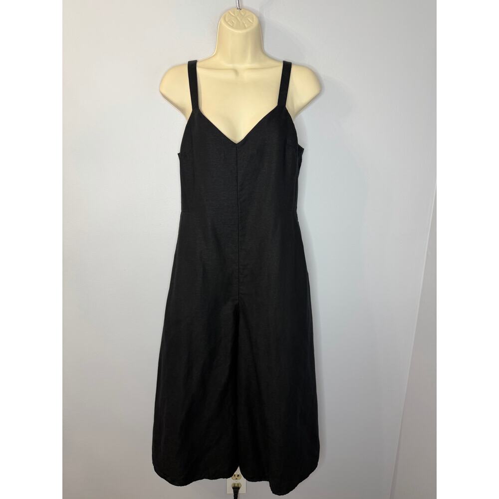 Club Monaco Wide Leg Linen Blend Jumpsuit Black Women's 2 Classic Relax - Picture 6 of 16